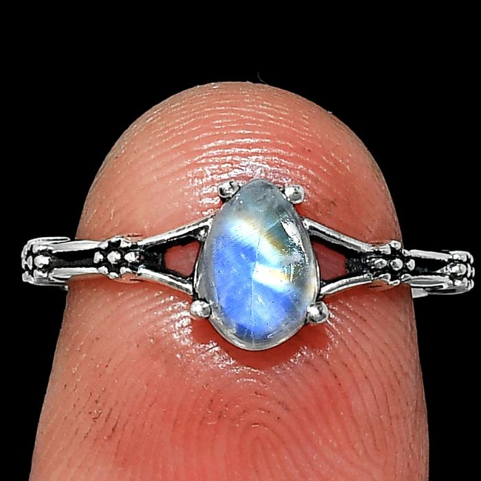 Rainbow Moonstone Ring size-6 SDR241873 R-1720, 7x5 mm