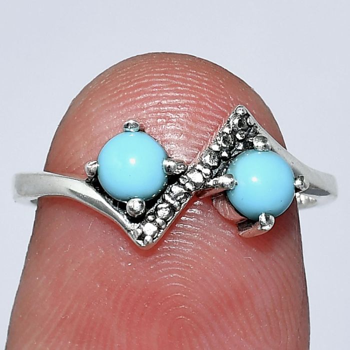 Sleeping Beauty Turquoise Ring size-6 SDR241885 R-1184, 4x4 mm