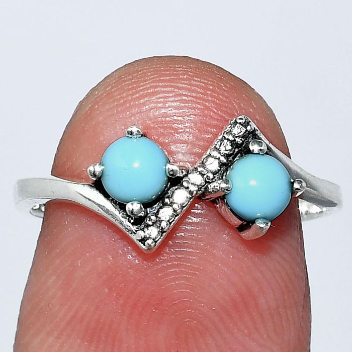 Sleeping Beauty Turquoise Ring size-7 SDR241887 R-1184, 4x4 mm