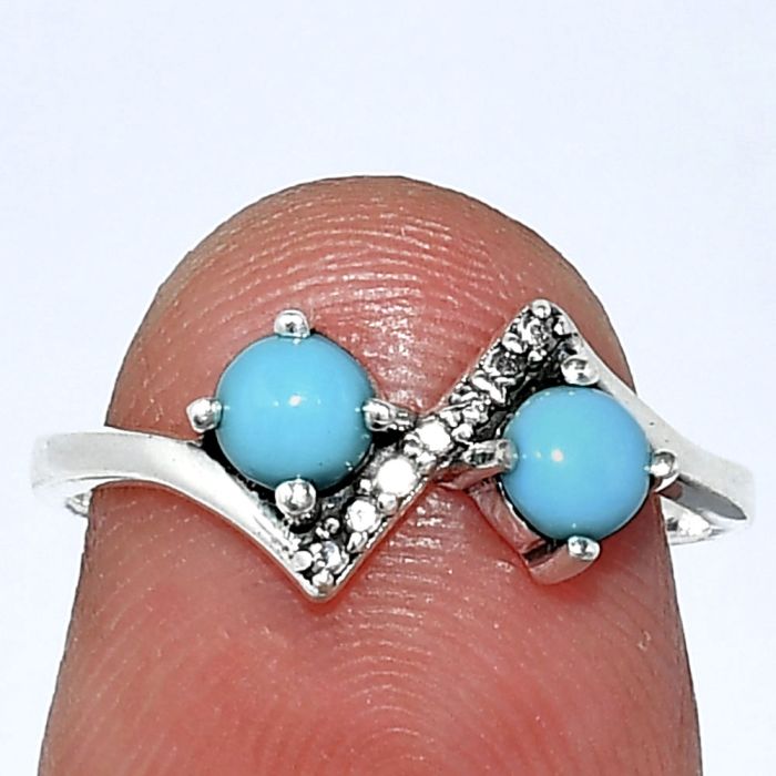 Sleeping Beauty Turquoise Ring size-6 SDR241896 R-1184, 4x4 mm