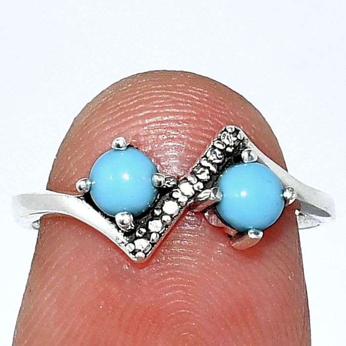 Sleeping Beauty Turquoise Ring size-6 SDR241897 R-1184, 4x4 mm