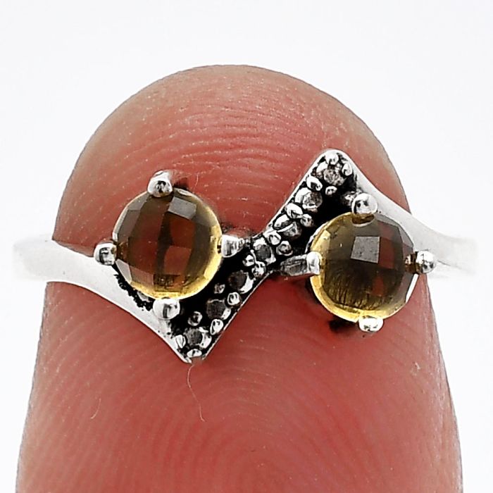 Citrine Checker Ring size-5 SDR241905 R-1184, 4x4 mm