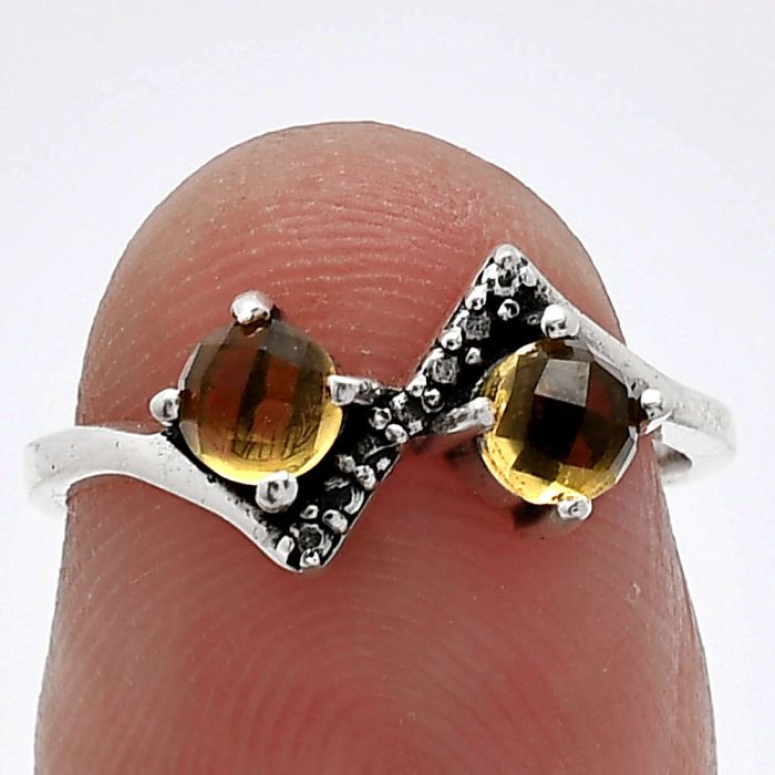 Citrine Checker Ring size-5 SDR241907 R-1184, 4x4 mm