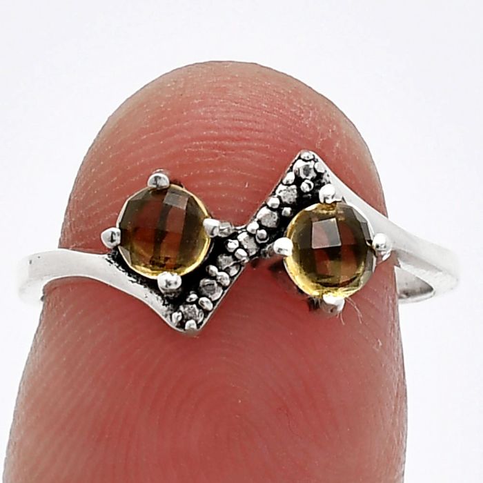 Citrine Checker Ring size-7 SDR241908 R-1184, 4x4 mm