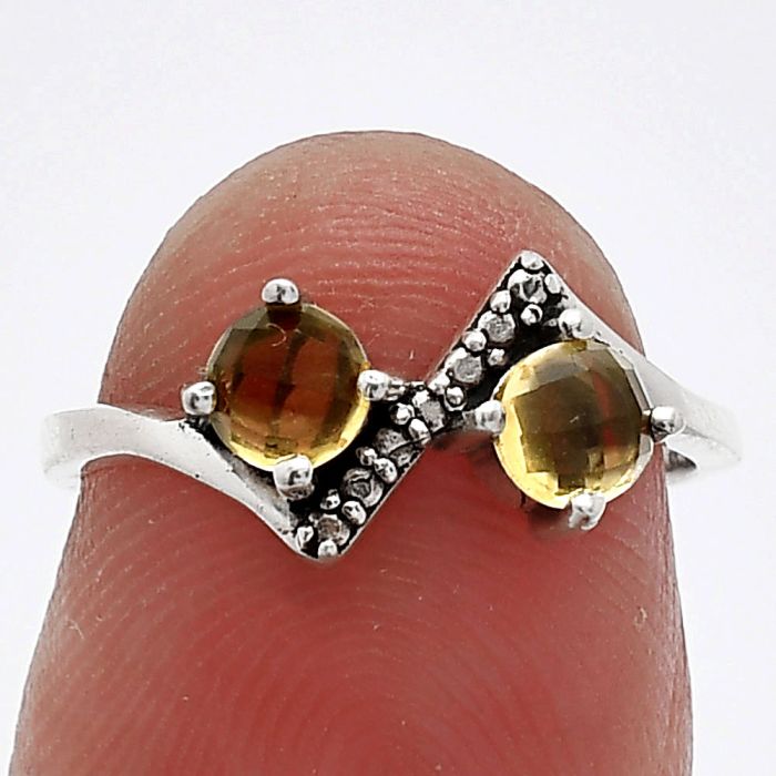 Citrine Checker Ring size-5 SDR241909 R-1184, 4x4 mm