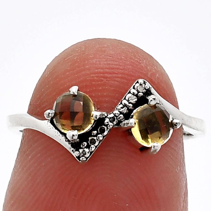 Citrine Checker Ring size-6 SDR241912 R-1184, 4x4 mm