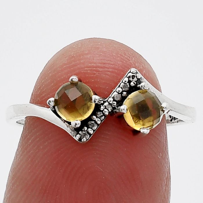 Citrine Checker Ring size-8 SDR241913 R-1184, 4x4 mm