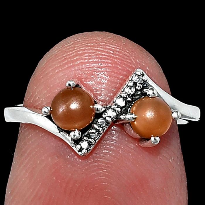 Peach Moonstone Ring size-6 SDR241917 R-1184, 4x4 mm