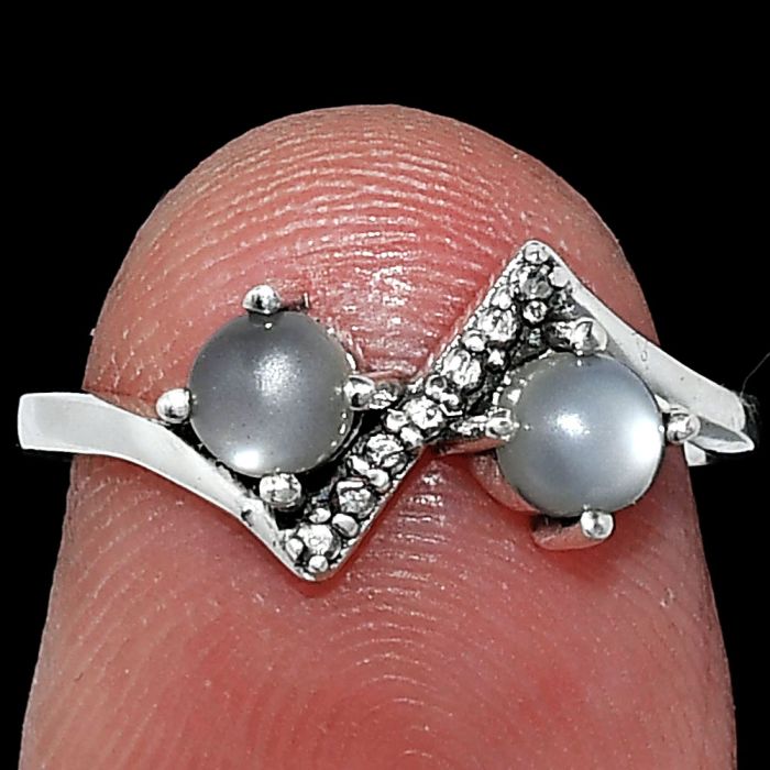 Gray Moonstone Ring size-5 SDR241920 R-1184, 4x4 mm