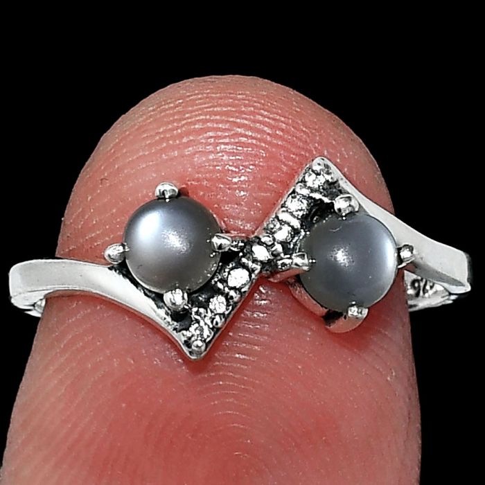 Gray Moonstone Ring size-7 SDR241921 R-1184, 4x4 mm