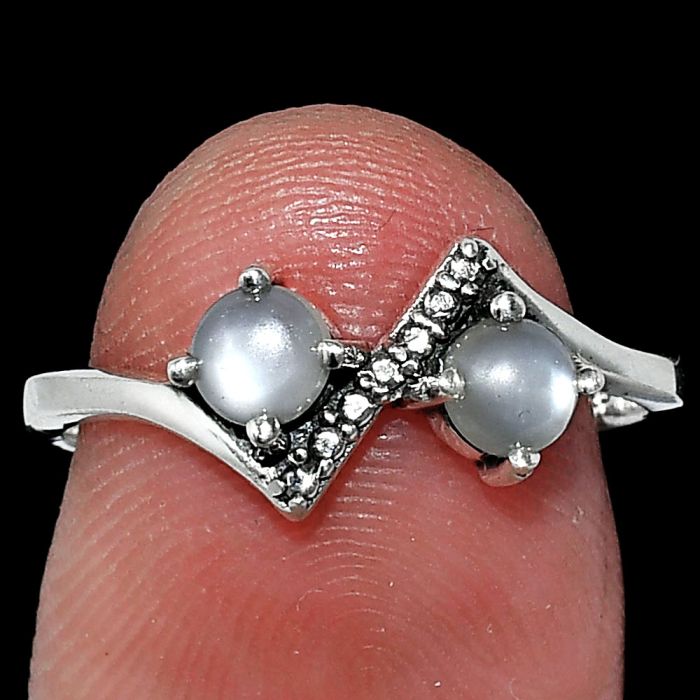 Gray Moonstone Ring size-7 SDR241922 R-1184, 4x4 mm