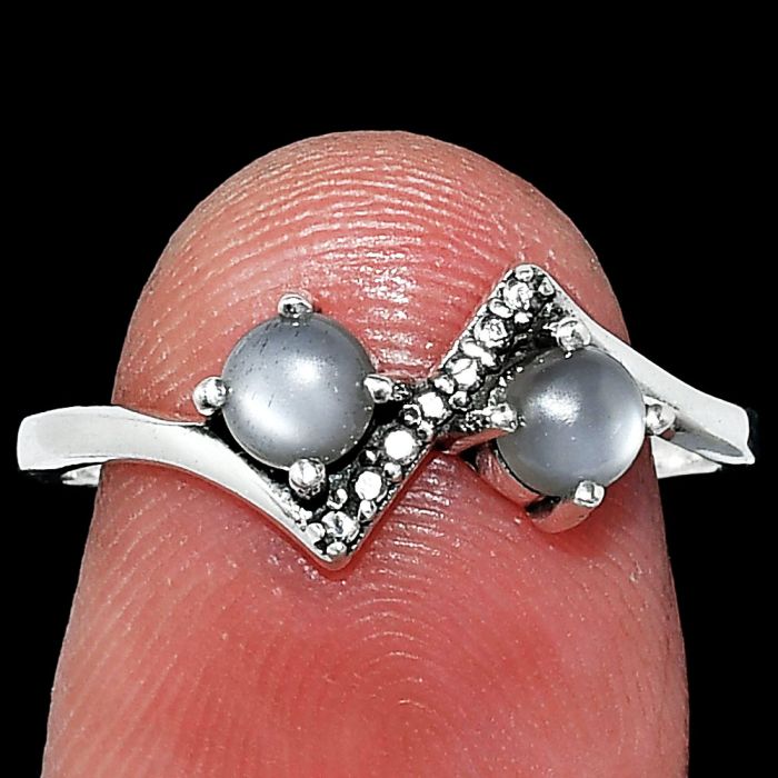 Gray Moonstone Ring size-8 SDR241923 R-1184, 4x4 mm