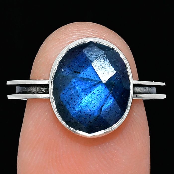 Blue Labradorite Checker Ring size-7.5 SDR241953 R-1056, 10x12 mm