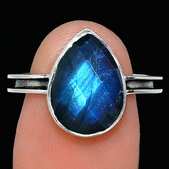 Blue Labradorite Checker Ring size-8 SDR241954 R-1056, 10x14 mm