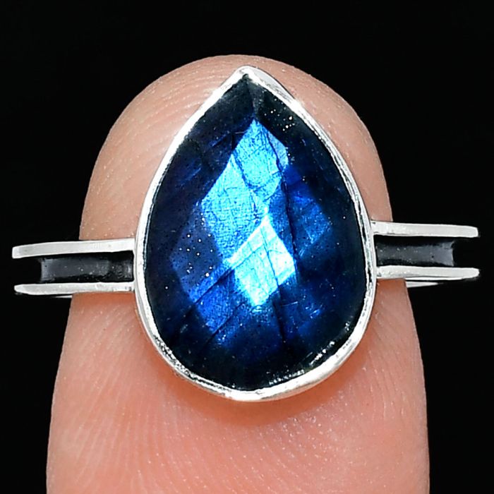 Blue Labradorite Checker Ring size-8 SDR241955 R-1056, 10x14 mm