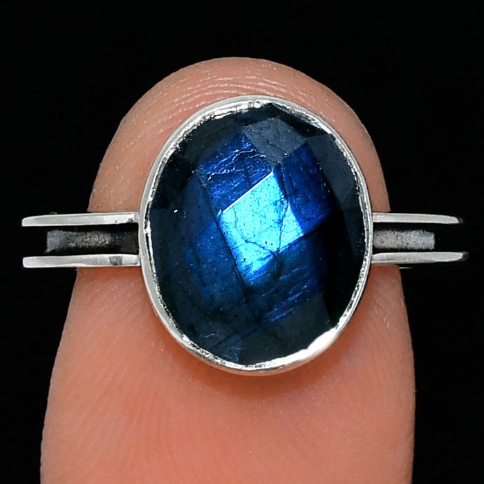 Blue Labradorite Checker Ring size-7 SDR241957 R-1056, 10x12 mm