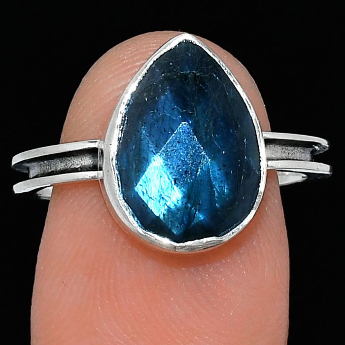 Blue Labradorite Checker Ring size-8 SDR241959 R-1056, 10x14 mm