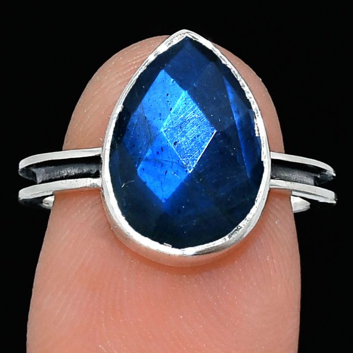 Blue Labradorite Checker Ring size-7 SDR241961 R-1056, 10x14 mm