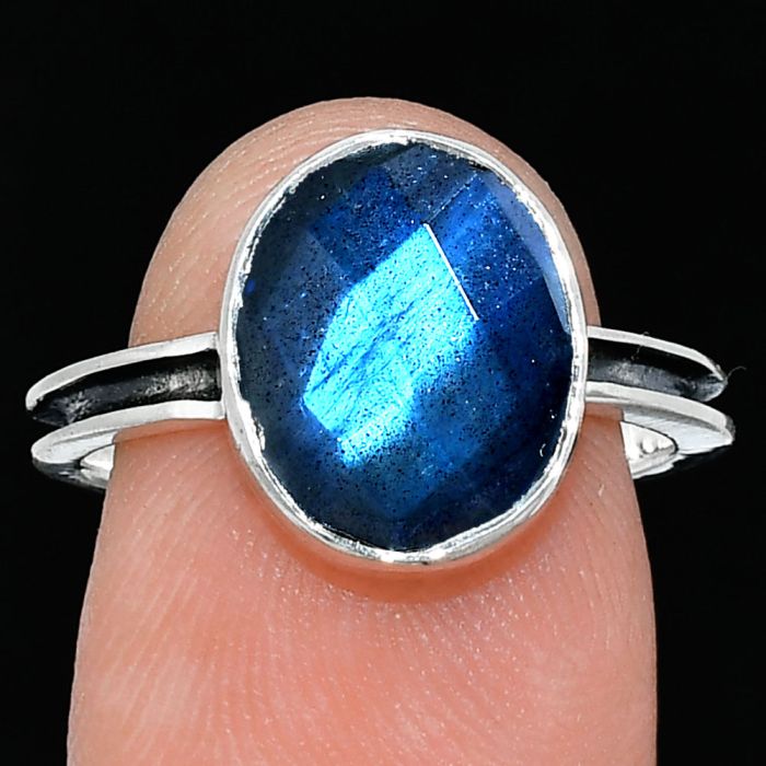 Blue Labradorite Checker Ring size-7.5 SDR241962 R-1056, 10x12 mm