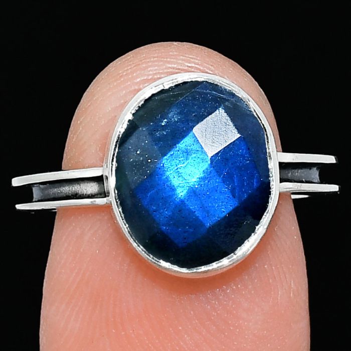 Blue Labradorite Checker Ring size-7.5 SDR241964 R-1056, 10x12 mm