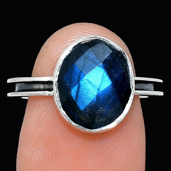 Blue Labradorite Checker Ring size-8 SDR241965 R-1056, 10x12 mm