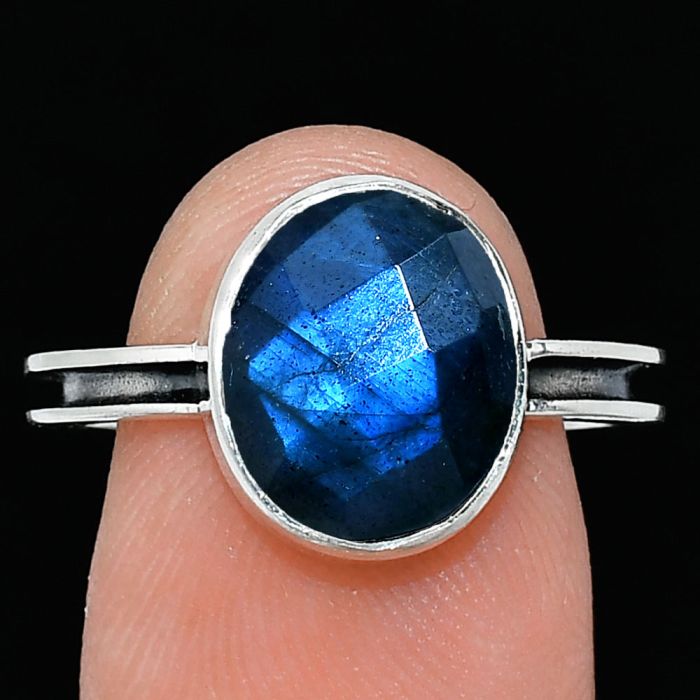 Blue Labradorite Checker Ring size-8 SDR241967 R-1056, 10x12 mm