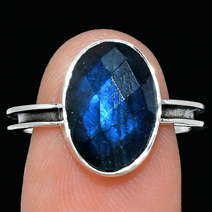 Blue Labradorite Checker Ring size-8.5 SDR241969 R-1056, 10x14 mm