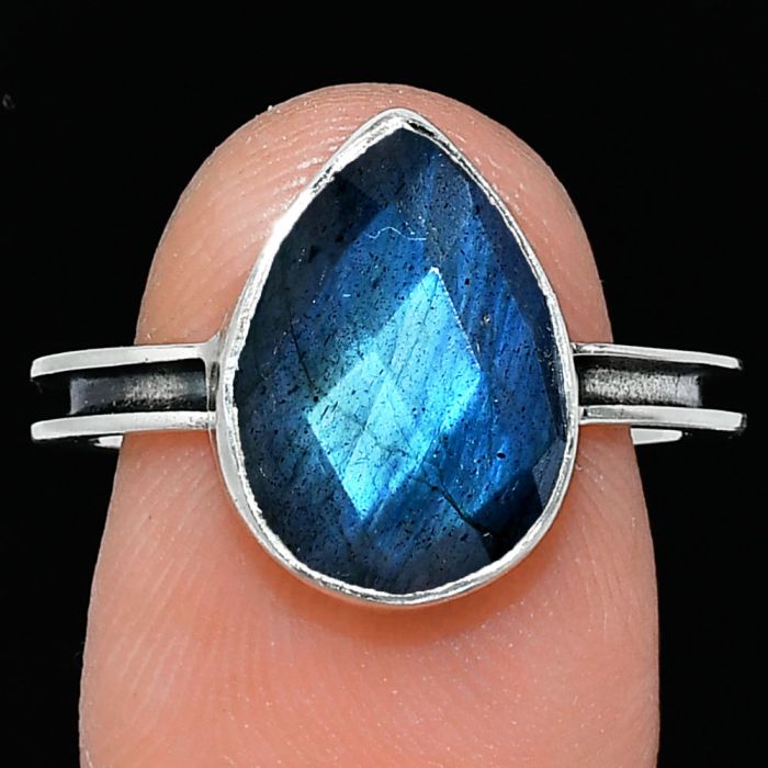 Blue Labradorite Checker Ring size-8.5 SDR241971 R-1056, 10x14 mm