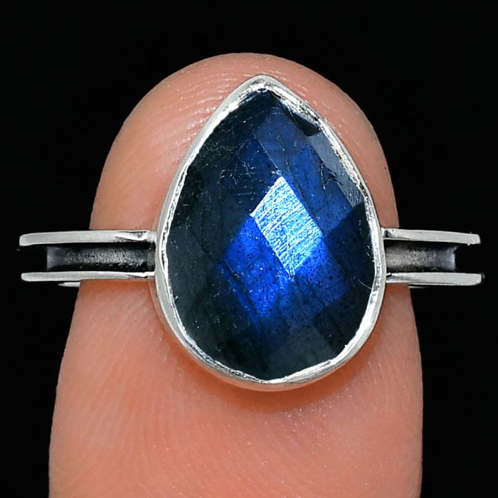 Blue Labradorite Checker Ring size-8.5 SDR241972 R-1056, 10x14 mm