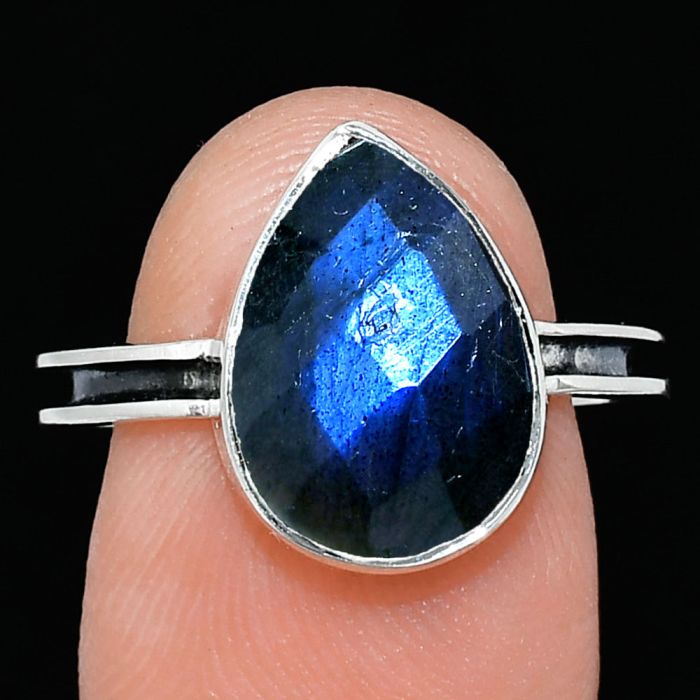 Blue Labradorite Checker Ring size-8 SDR241976 R-1056, 10x14 mm