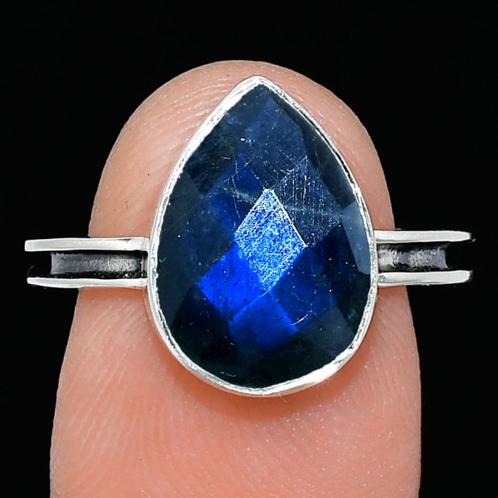 Blue Labradorite Checker Ring size-8 SDR241977 R-1056, 10x14 mm