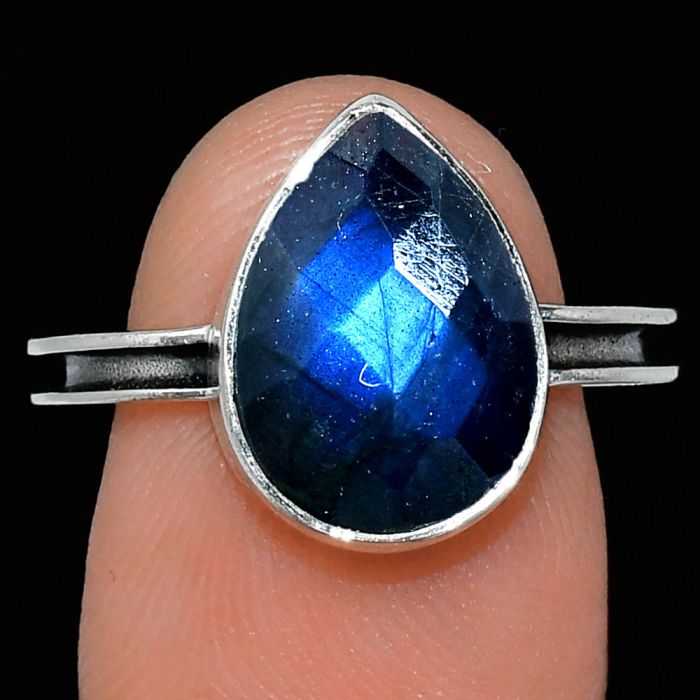 Blue Labradorite Checker Ring size-8.5 SDR241980 R-1056, 10x14 mm