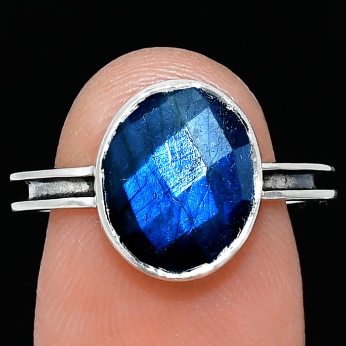 Blue Labradorite Checker Ring size-7 SDR241982 R-1056, 10x12 mm