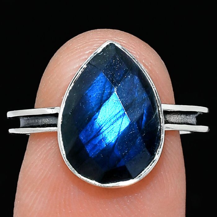 Blue Labradorite Checker Ring size-7 SDR241984 R-1056, 10x14 mm