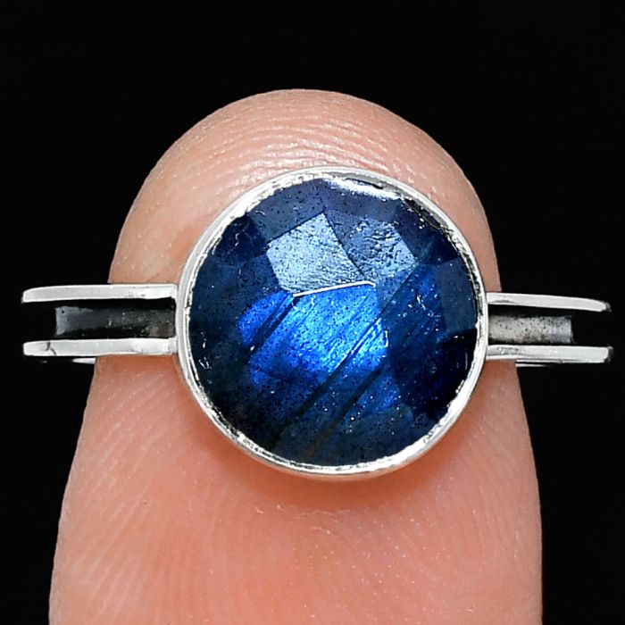 Blue Labradorite Checker Ring size-7.5 SDR241985 R-1056, 10x10 mm