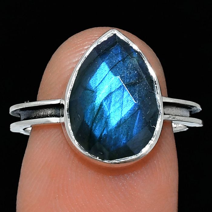 Blue Labradorite Checker Ring size-7.5 SDR241986 R-1056, 10x14 mm