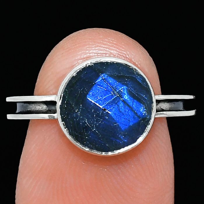 Blue Labradorite Checker Ring size-7.5 SDR241989 R-1056, 10x14 mm