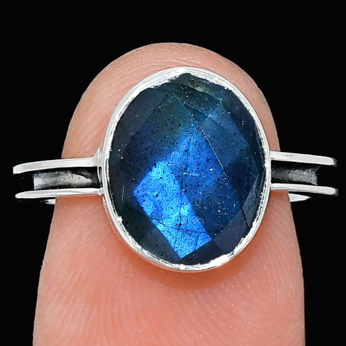 Blue Labradorite Checker Ring size-7 SDR241990 R-1056, 10x12 mm