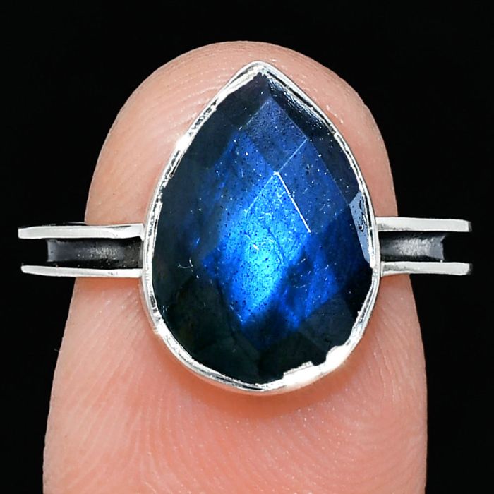 Blue Labradorite Checker Ring size-7 SDR241992 R-1056, 10x14 mm