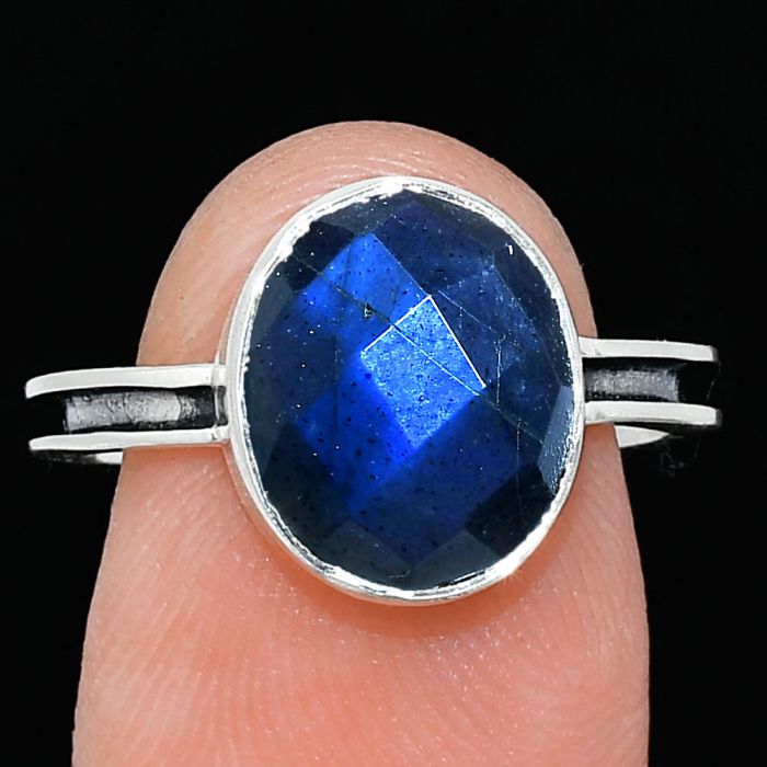 Blue Labradorite Checker Ring size-8 SDR241995 R-1056, 10x12 mm