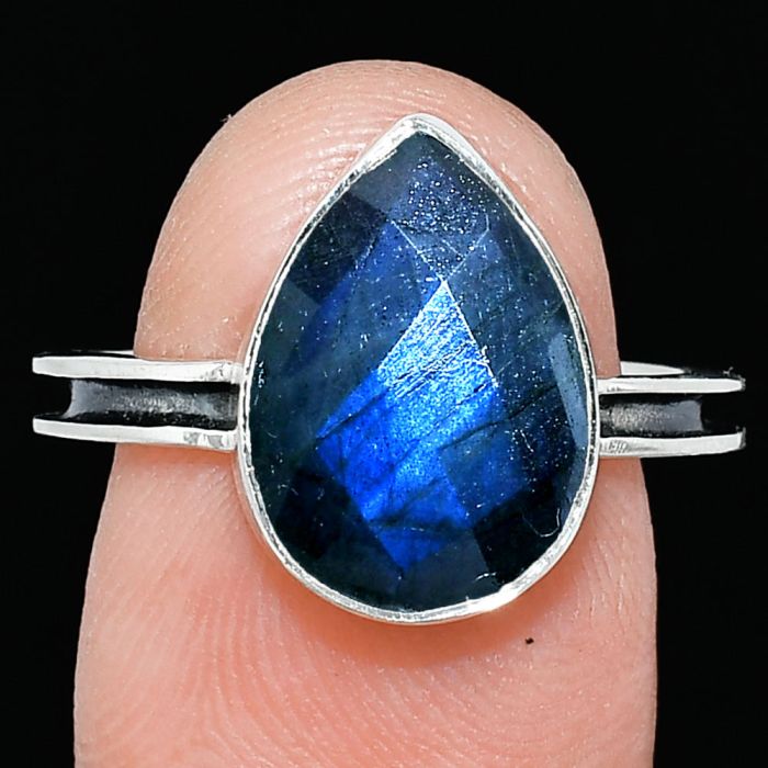 Blue Labradorite Checker Ring size-8 SDR241996 R-1056, 10x14 mm