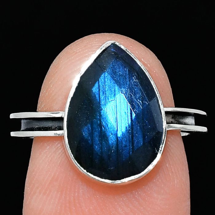 Blue Labradorite Checker Ring size-7 SDR241997 R-1056, 10x14 mm