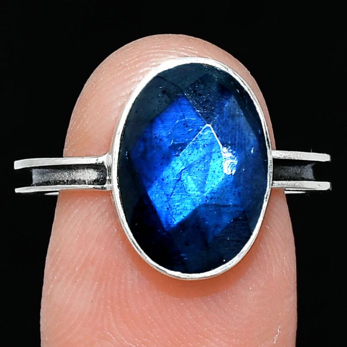 Blue Labradorite Checker Ring size-8.5 SDR241999 R-1056, 10x14 mm