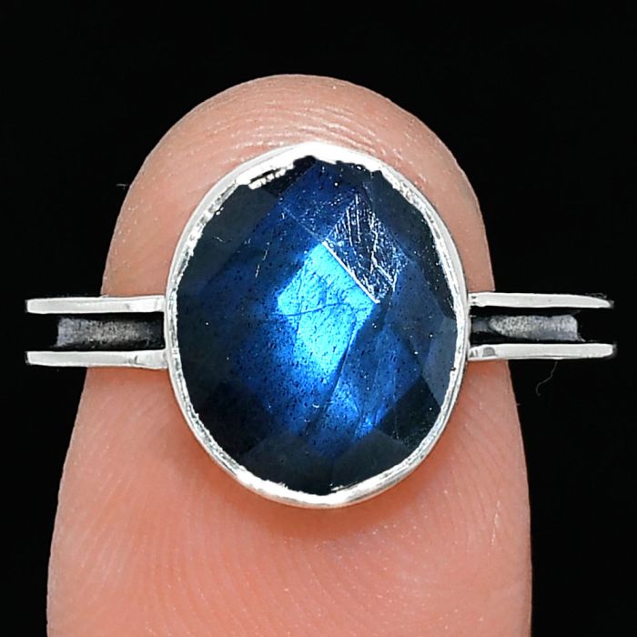 Blue Labradorite Checker Ring size-8 SDR242001 R-1056, 10x12 mm