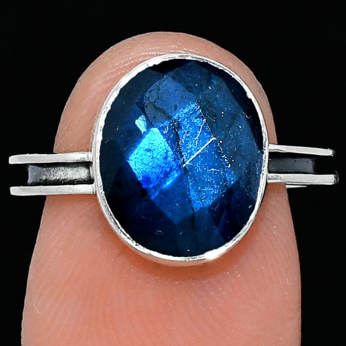 Blue Labradorite Checker Ring size-7 SDR242003 R-1056, 10x12 mm