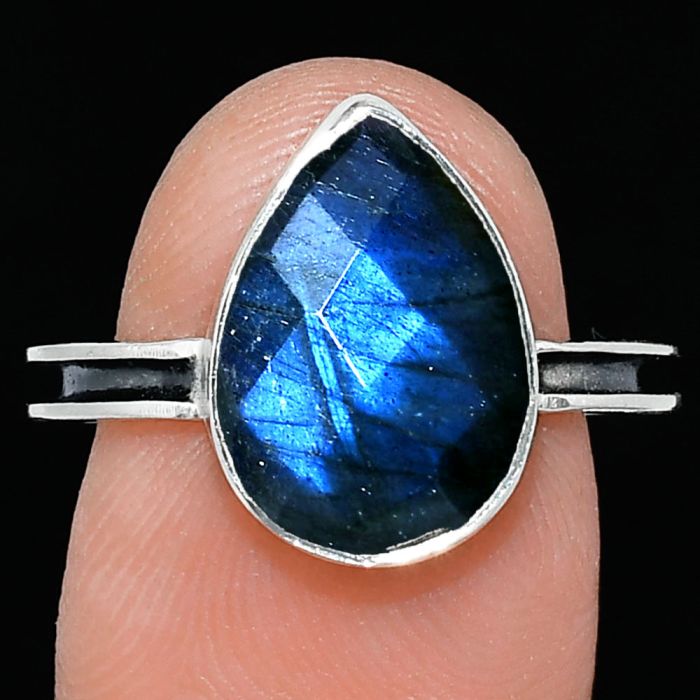 Blue Labradorite Checker Ring size-8 SDR242006 R-1056, 10x14 mm