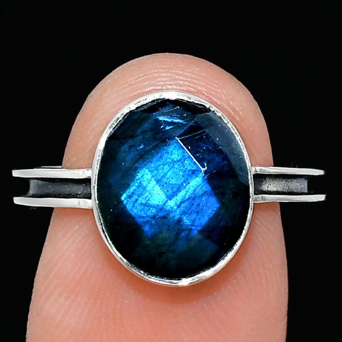 Blue Labradorite Checker Ring size-8 SDR242013 R-1056, 10x12 mm