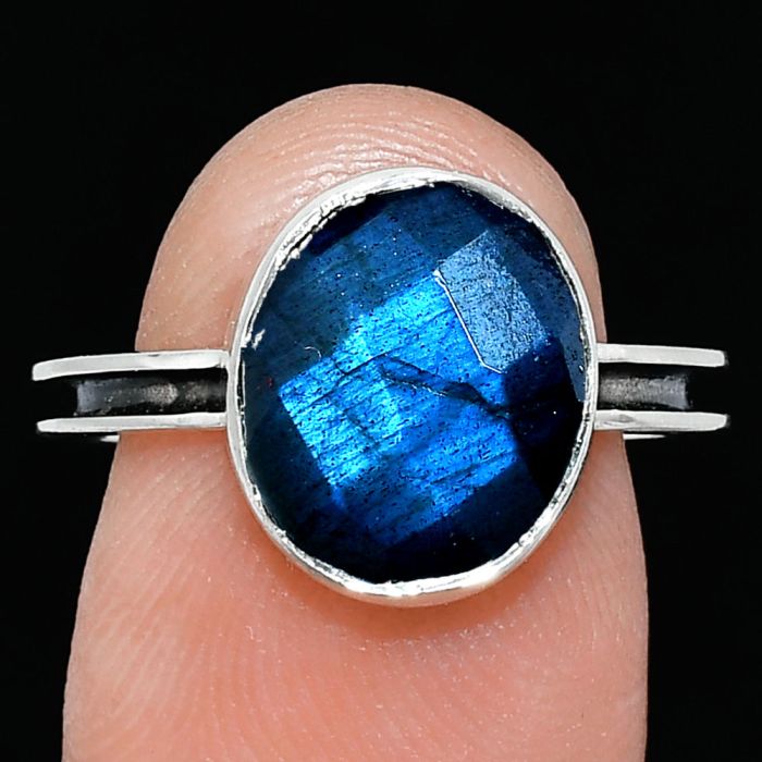 Blue Labradorite Checker Ring size-7 SDR242014 R-1056, 10x12 mm