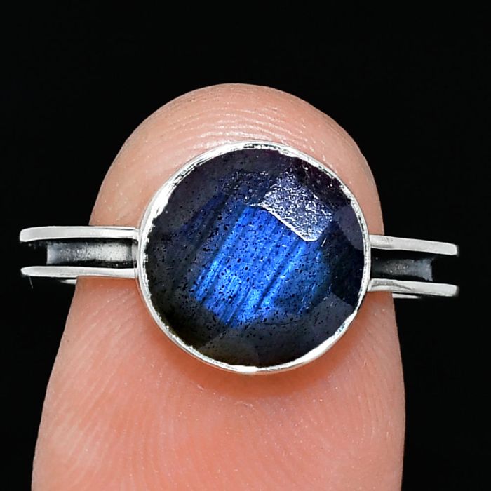 Blue Labradorite Checker Ring size-7.5 SDR242017 R-1056, 10x10 mm