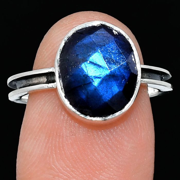 Blue Labradorite Checker Ring size-7.5 SDR242020 R-1056, 10x12 mm